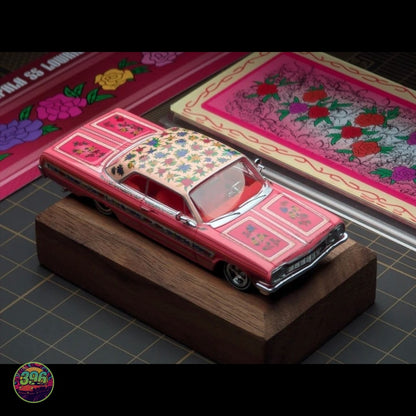 [PREORDER] 1964 Impala SS Lowrider – Pink with Roses Floral Livery – 1:64 Diecast Model