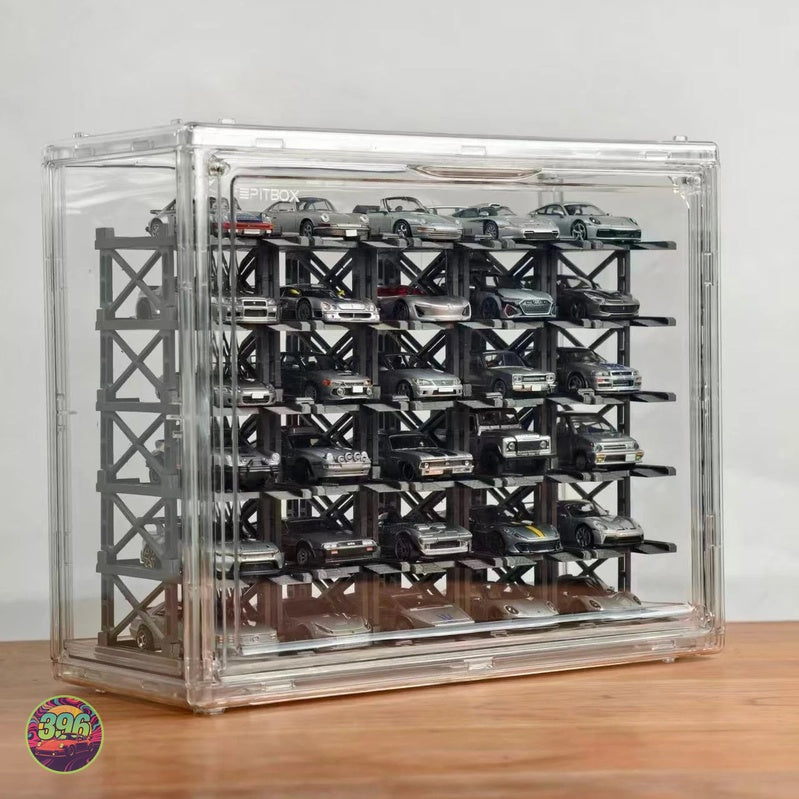 PitBox - Acrylic Display Case for 1:64 Diecast Models – Multi-Level Parking Garage Storage System