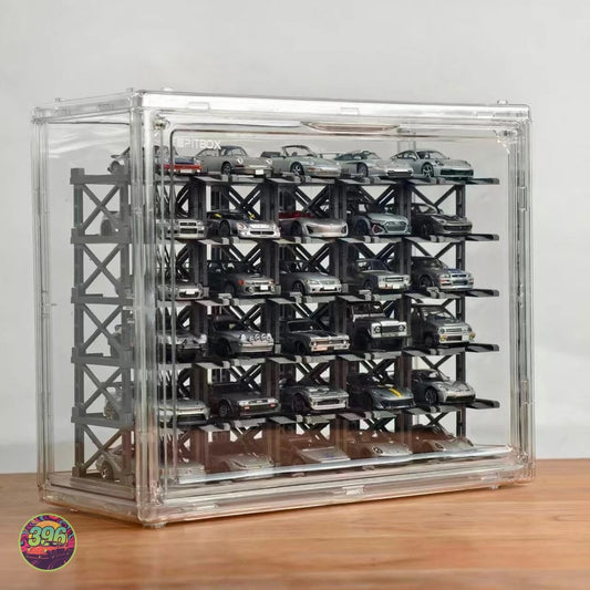 PitBox - Acrylic Display Case for 1:64 Diecast Models – Multi-Level Parking Garage Storage System