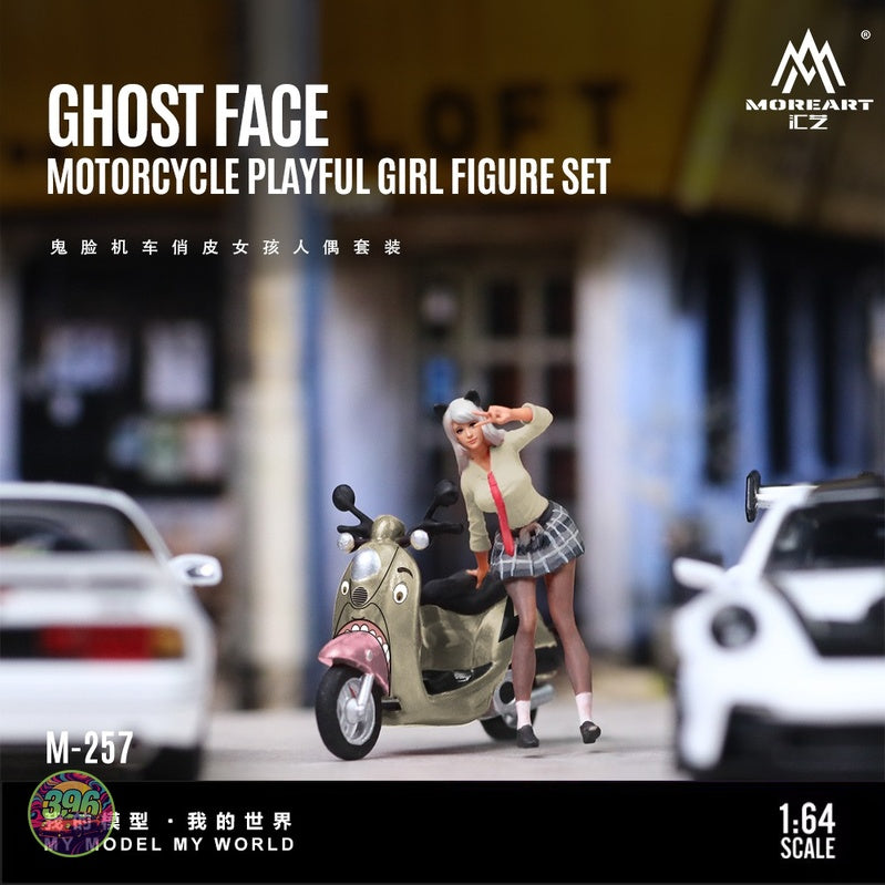 [PREORDER] MoreArt - Ghostface Motorcycle Playful Girl Figure Set M-257 – 1:64 MoreArt Resin Diorama Model