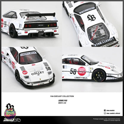 [PREORDER] Inno64 - Liberty Walk Ferrari F40 #58 White – 1:64 Inno64 Diecast Model