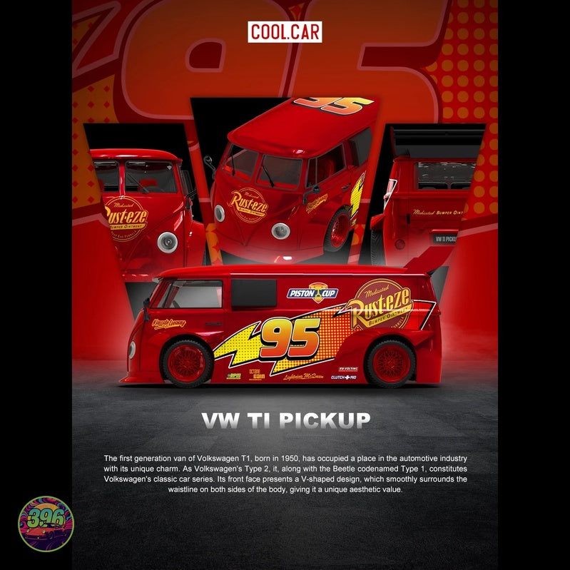Cool Car - Lightning McQueen VW T1 Pickup 'Medicated Bumper Ointment' – 1:64 Cool Car Diecast Model