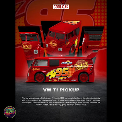 Cool Car - Lightning McQueen VW T1 Pickup 'Medicated Bumper Ointment' – 1:64 Cool Car Diecast Model