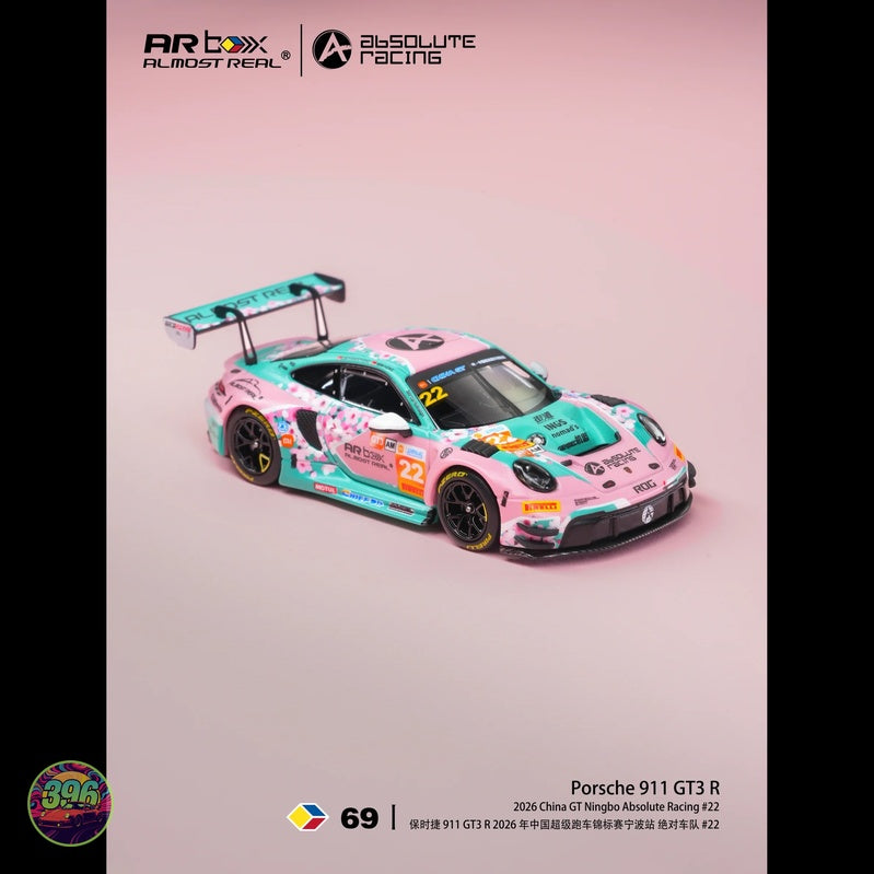 [PREORDER] AR Box - Porsche 911 GT3 R Pink Peach Blossom Livery #22 Absolute Racing – 1:64 AR Box Diecast Model