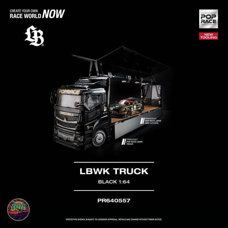 [PREORDER] PopRace - LBWK Truck in Black – 1:64 PopRace Diecast Model PR640557