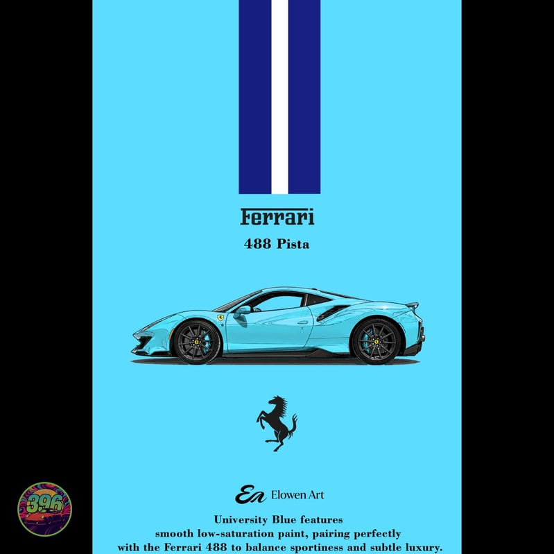 [PREORDER] Elowen Art - Ferrari 488 Pista in Rosso Corsa Red – 1:64 Elowen Art Diecast Model