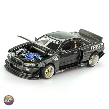 [PREORDER] Mini GT x Kaido House - Nissan Skyline GT-R (R34) Kaido Works Greddy V2 in Carbon Black – 1:64 Mini GT Diecast Model