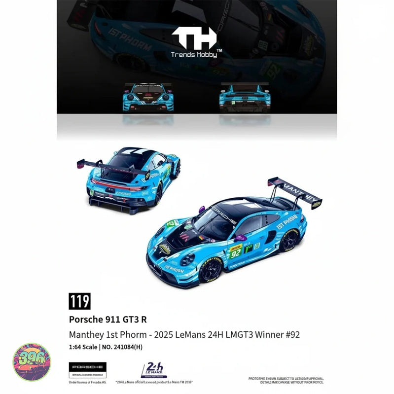 Trends Hobby - Porsche 911 GT3 R #92 Manthey 1st Phorm 2025 LeMans 24H LMGT3 Winner – 1:64 Trends Hobby Diecast Model