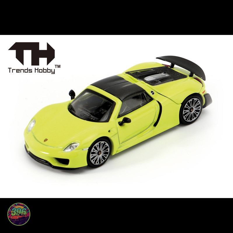 Trends Hobby - Porsche 918 Spyder in Acid Green – 1:64 Trends Hobby Diecast Model