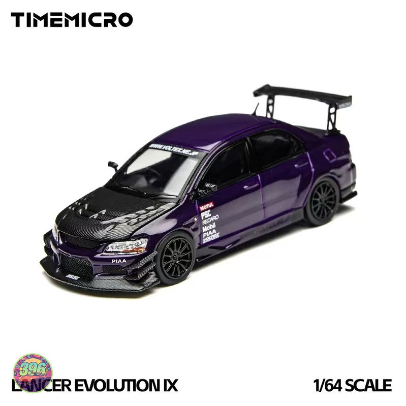 TimeMicro x PSC Design - Mitsubishi Lancer Evolution IX in Purple with Carbon Parts – 1:64 TimeMicro Diecast Model TM800214
