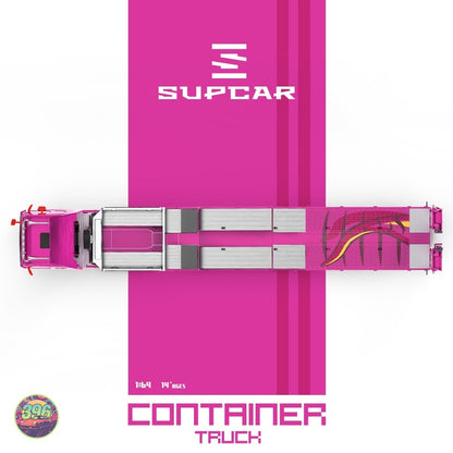 [PREORDER] Supcar - AO Racing Scania Flatbed Container Truck in Pink – 1:64 Supcar Diecast Model