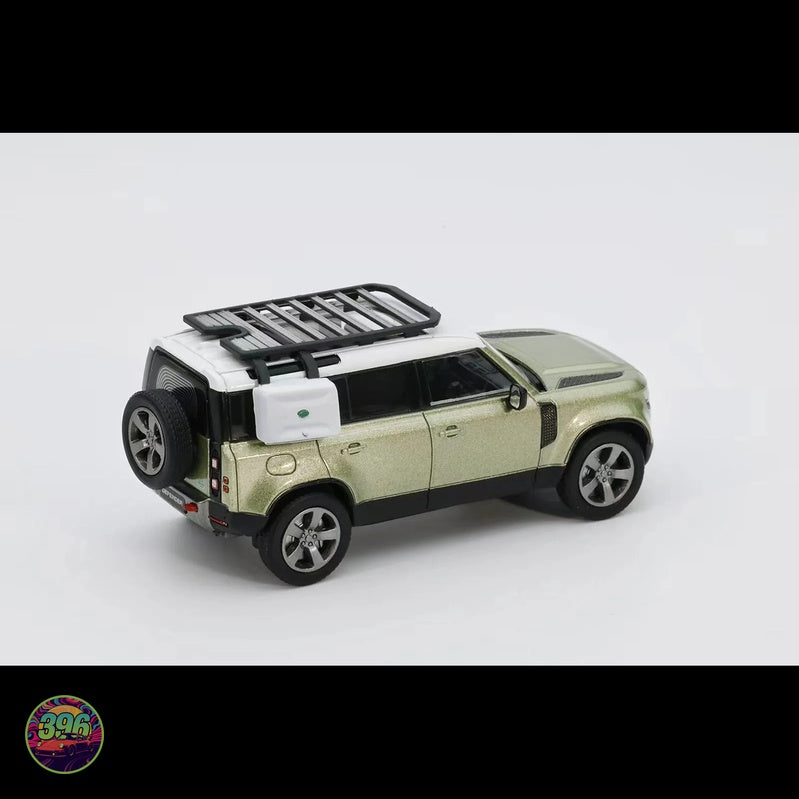 GCD x ENCHERY - Land Rover Defender 110 in Green with White Roof and Roof Rack – 1:64 GCD Diecast Model