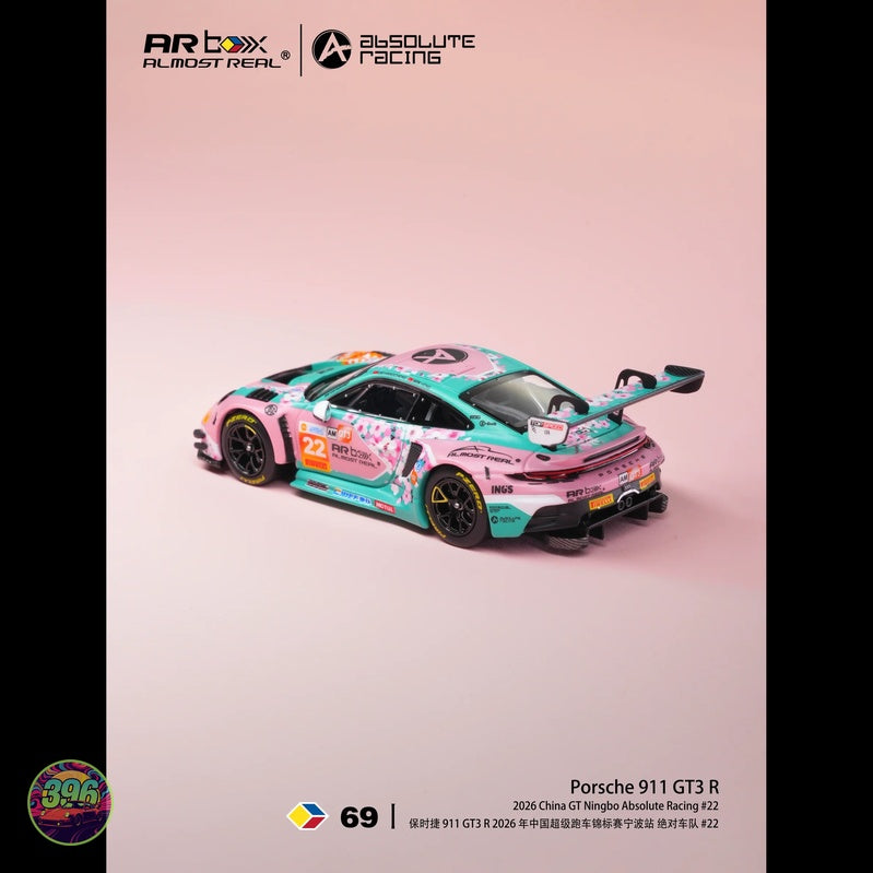 [PREORDER] AR Box - Porsche 911 GT3 R Pink Peach Blossom Livery #22 Absolute Racing – 1:64 AR Box Diecast Model