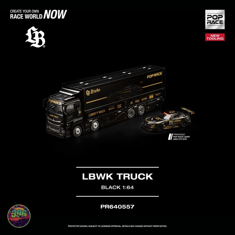 [PREORDER] PopRace - LBWK Truck in Black – 1:64 PopRace Diecast Model PR640557