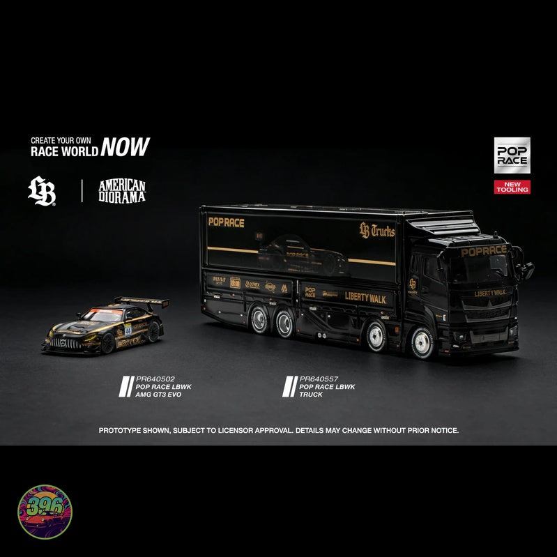 [PREORDER] PopRace - LBWK Truck in Black – 1:64 PopRace Diecast Model PR640557