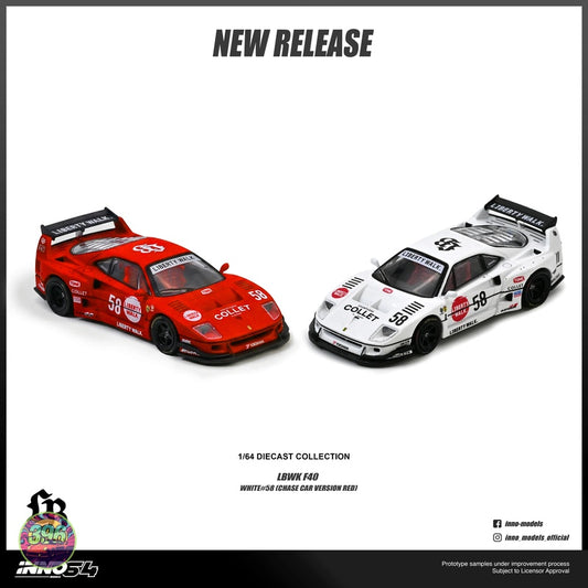 [PREORDER] Inno64 - Liberty Walk Ferrari F40 #58 White – 1:64 Inno64 Diecast Model