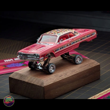 [PREORDER] 1964 Impala SS Lowrider – Pink with Roses Floral Livery – 1:64 Diecast Model
