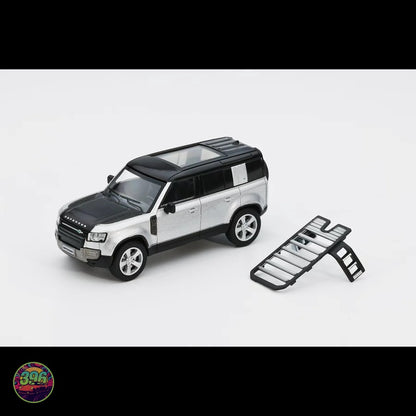 GCD x Enchery - Land Rover Defender 110 in Silver with Black Hood and Roof Rack – 1:64 GCD Diecast Model