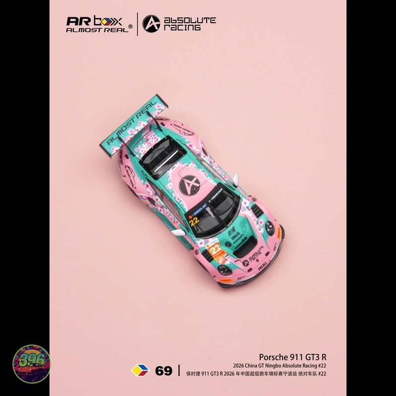 [PREORDER] AR Box - Porsche 911 GT3 R Pink Peach Blossom Livery #22 Absolute Racing – 1:64 AR Box Diecast Model