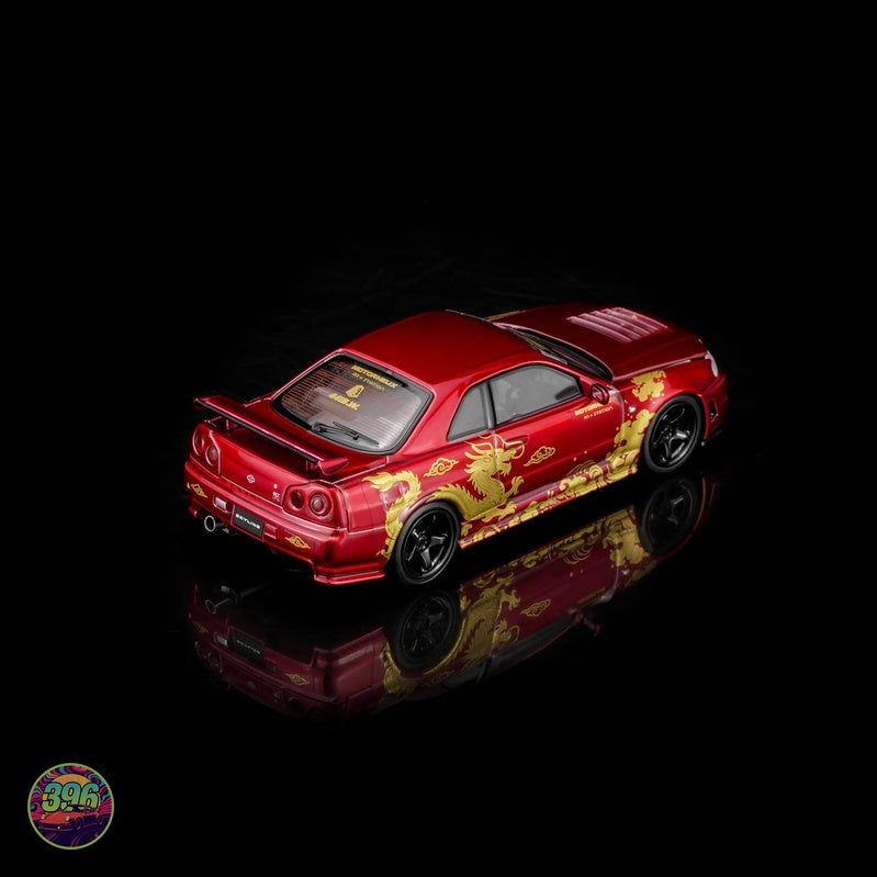 [PREORDER] MotorHelix - Nissan Skyline GT-R R34 Red Dragon – 1:64 MotorHelix Diecast Model