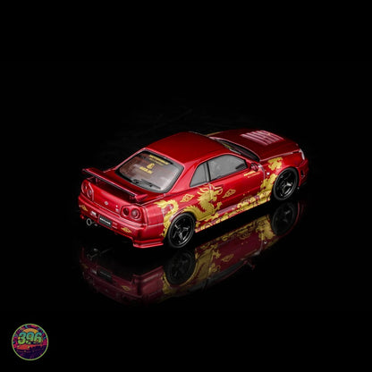 [PREORDER] MotorHelix - Nissan Skyline GT-R R34 Red Dragon – 1:64 MotorHelix Diecast Model