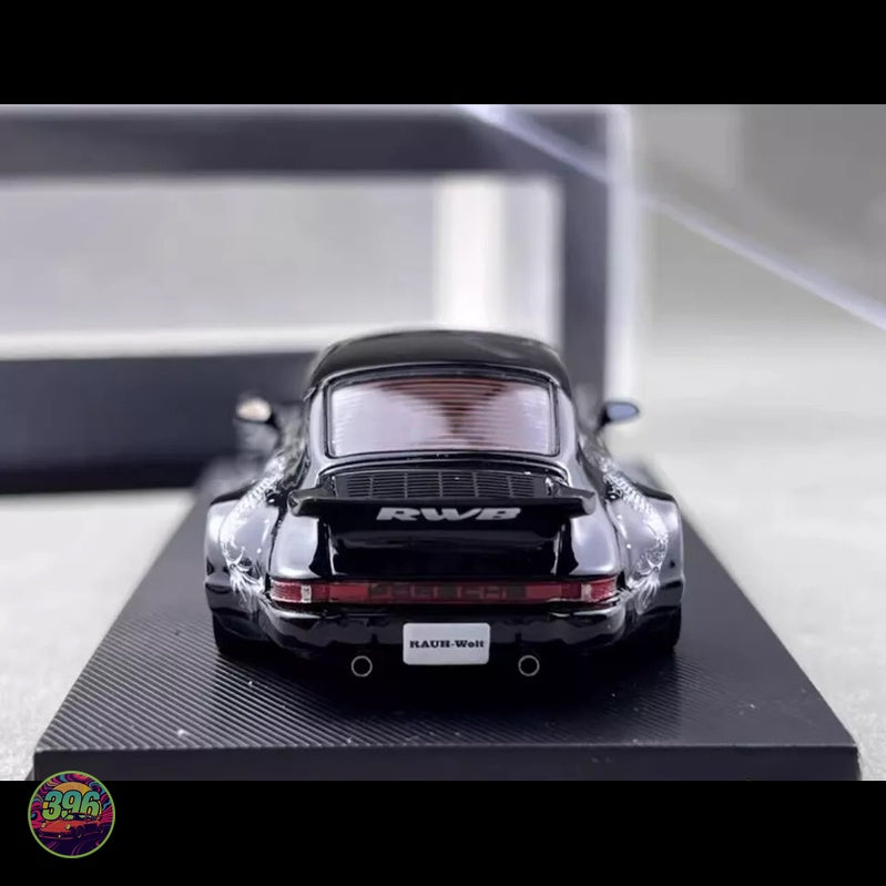 MyModelCollect - RWB Porsche 964 Dragon Livery in Black – 1:64 MyModelCollect Diecast Model