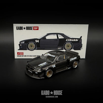 [PREORDER] Mini GT x Kaido House - Nissan Skyline GT-R (R34) Kaido Works Greddy V2 in Carbon Black – 1:64 Mini GT Diecast Model