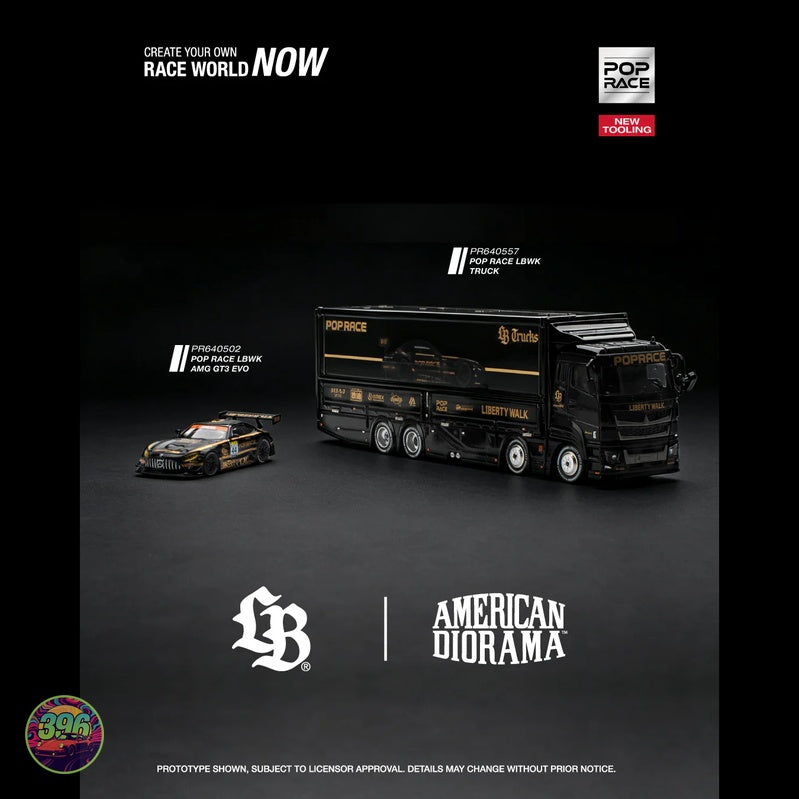 [PREORDER] PopRace - LBWK Truck in Black – 1:64 PopRace Diecast Model PR640557