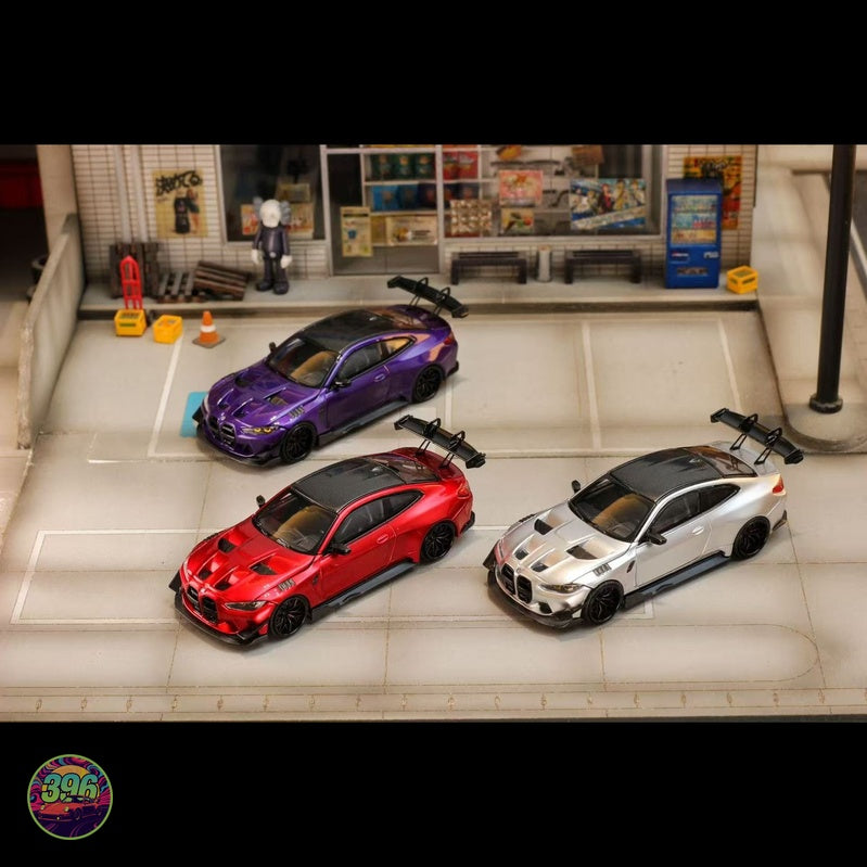 [PREORDER] StreetWarrior - BMW M4 G82 GTR Flossmann Full Widebody Kit in White – 1:64 StreetWarrior Diecast Model