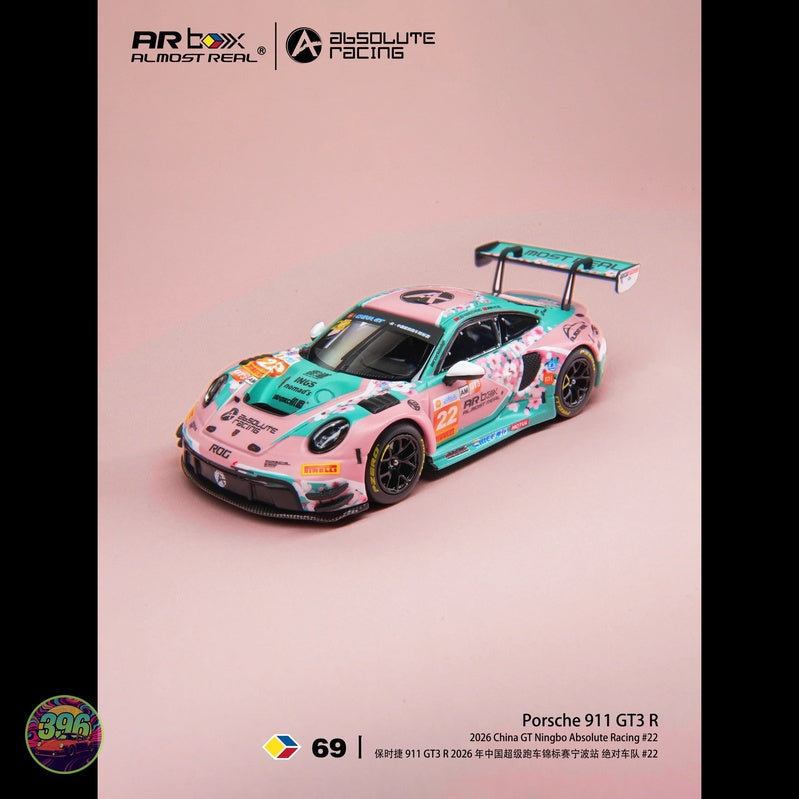 [PREORDER] AR Box - Porsche 911 GT3 R Pink Peach Blossom Livery #22 Absolute Racing – 1:64 AR Box Diecast Model
