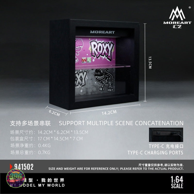 [PREORDER] MoreArt - Integrated Frame Dinosaur Painted Scene Display Diorama (REXY Green/ROXY Pink) – 1:64 MoreArt Diecast Model Accessory
