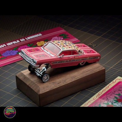 [PREORDER] 1964 Impala SS Lowrider – Pink with Roses Floral Livery – 1:64 Diecast Model