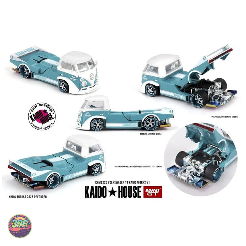 Mini GT x Kaido House - Volkswagen T1 Kaido Works V1 in Teal & White – 1:64 Mini GT Diecast Model