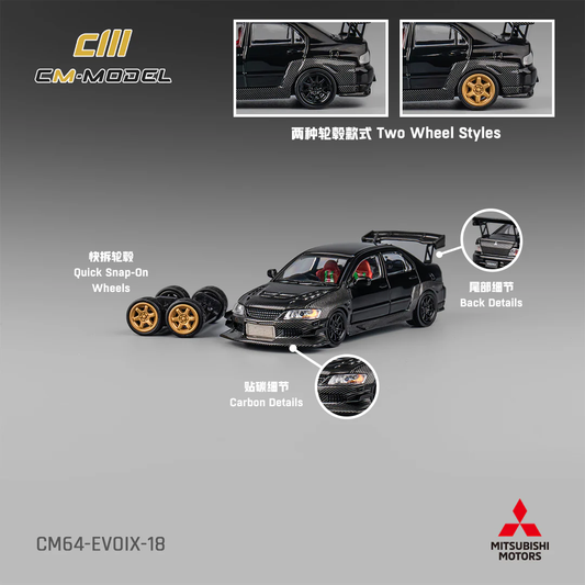 CM Model Mitsubishi Lancer Evo IX 1:64 Diecast - Full Carbon - JDM Collectible