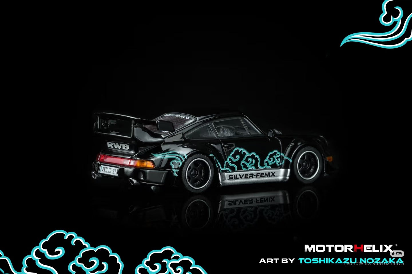 [PRE ORDER] MotorHelix - RWB Porsche 964 Silver-Fenix Black Art by Toshikazu Nozaka – 1:64 MotorHelix Diecast Model