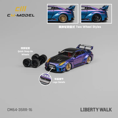 CM Model Liberty Walk Nissan GT-R R35 1:64 Diecast - Chameleon Widebody - JDM Collectible