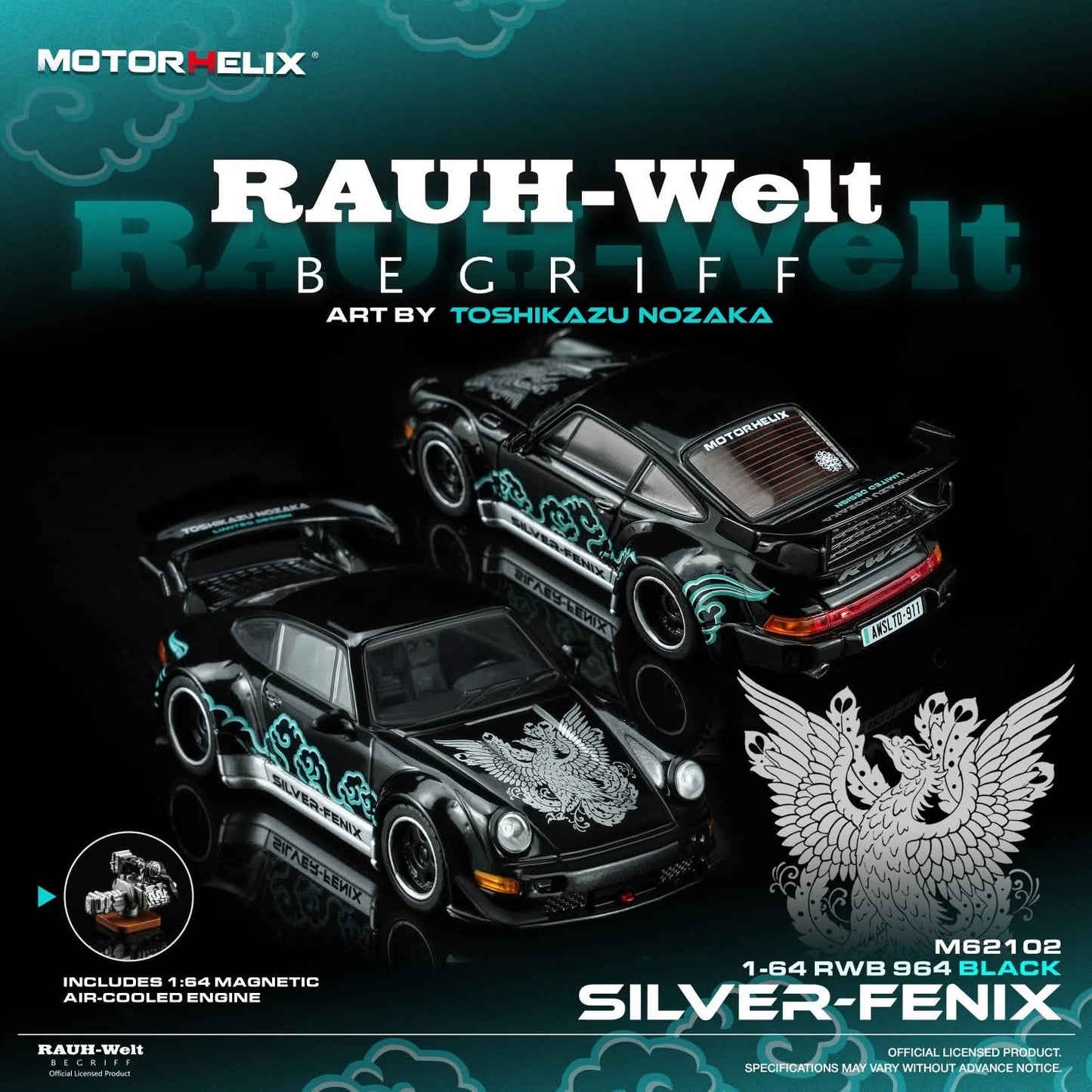 [PRE ORDER] MotorHelix - RWB Porsche 964 Silver-Fenix Black Art by Toshikazu Nozaka – 1:64 MotorHelix Diecast Model
