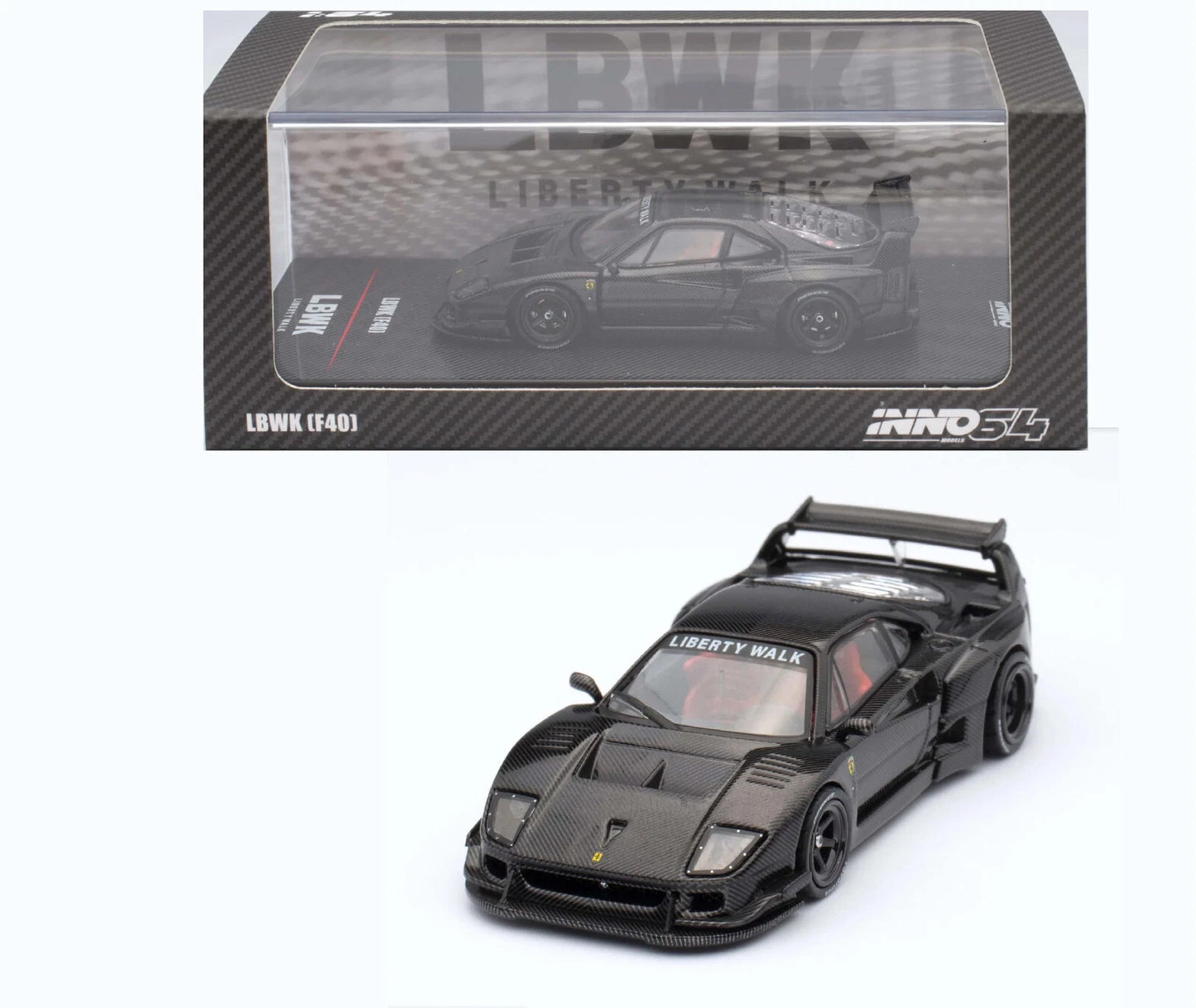 INNO64 Liberty Walk Ferrari F40 1:64 Diecast - Full Carbon Fiber - Hypercar Icon