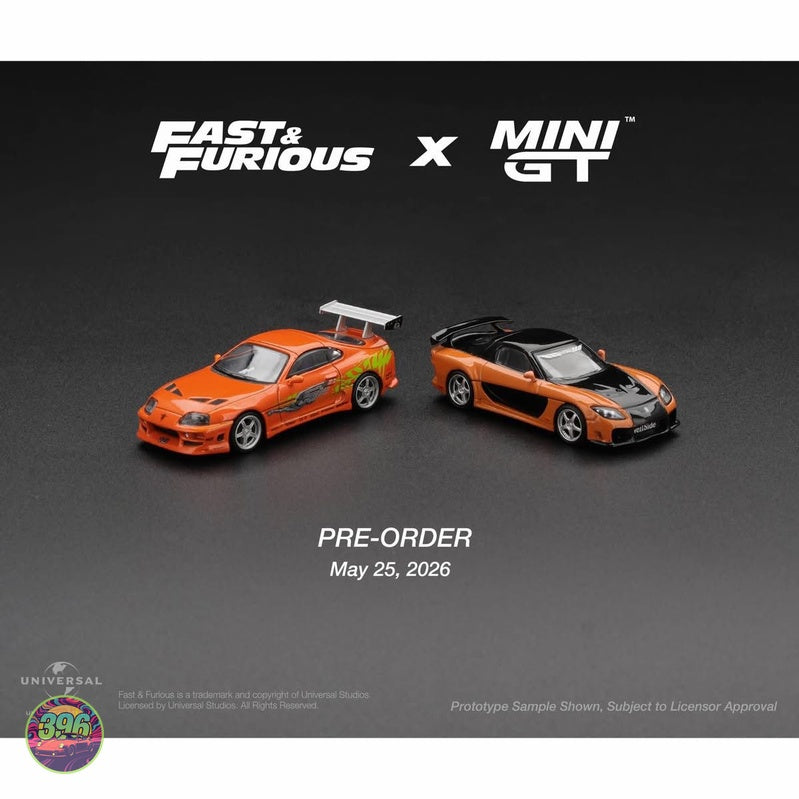Mini GT - Fast & Furious Toyota Supra MK4 in Orange with Green Graphics – 1:64 Mini GT Diecast Model