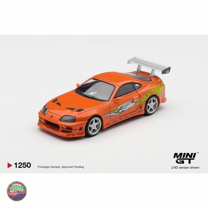 Mini GT - Fast & Furious Toyota Supra MK4 in Orange with Green Graphics – 1:64 Mini GT Diecast Model