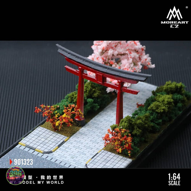 MoreArt - Japanese Torii Gate Landscape Scene with Cherry Blossom – 1:64 MoreArt Diorama Model – 901323