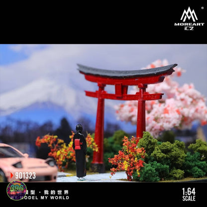 MoreArt - Japanese Torii Gate Landscape Scene with Cherry Blossom – 1:64 MoreArt Diorama Model – 901323