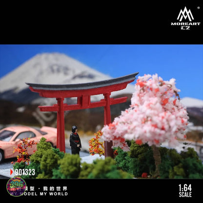 MoreArt - Japanese Torii Gate Landscape Scene with Cherry Blossom – 1:64 MoreArt Diorama Model – 901323