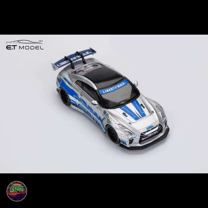 ET Model x MyModelCollect - Nissan GT-R R35 Liberty Walk Silver Blue – 1:64 ET Model Diecast Model