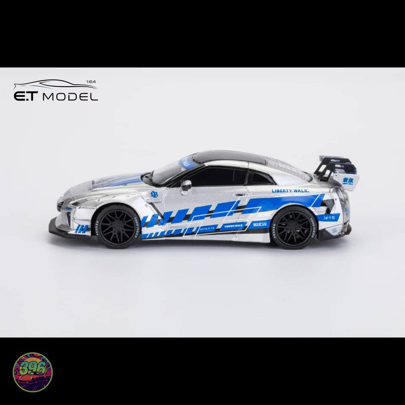 ET Model x MyModelCollect - Nissan GT-R R35 Liberty Walk Silver Blue – 1:64 ET Model Diecast Model