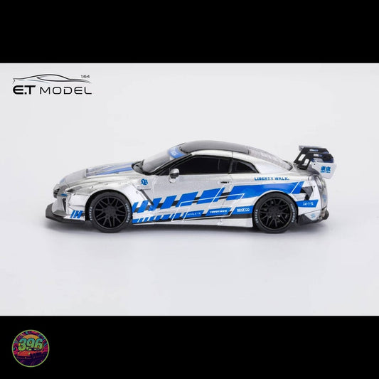 ET Model x MyModelCollect - Nissan GT-R R35 Liberty Walk Silver Blue – 1:64 ET Model Diecast Model