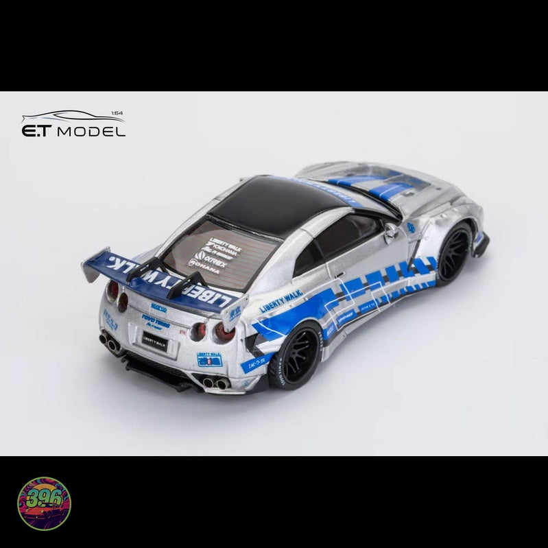 ET Model x MyModelCollect - Nissan GT-R R35 Liberty Walk Silver Blue – 1:64 ET Model Diecast Model