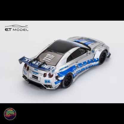 ET Model x MyModelCollect - Nissan GT-R R35 Liberty Walk Silver Blue – 1:64 ET Model Diecast Model