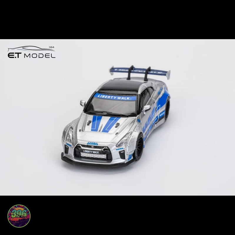 ET Model x MyModelCollect - Nissan GT-R R35 Liberty Walk Silver Blue – 1:64 ET Model Diecast Model