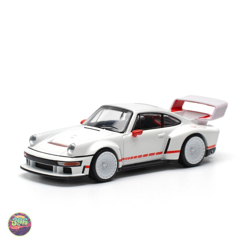 PopRace - Porsche 934.5 Singer Special in White with Red Stripes – 1:64 PopRace Diecast Model